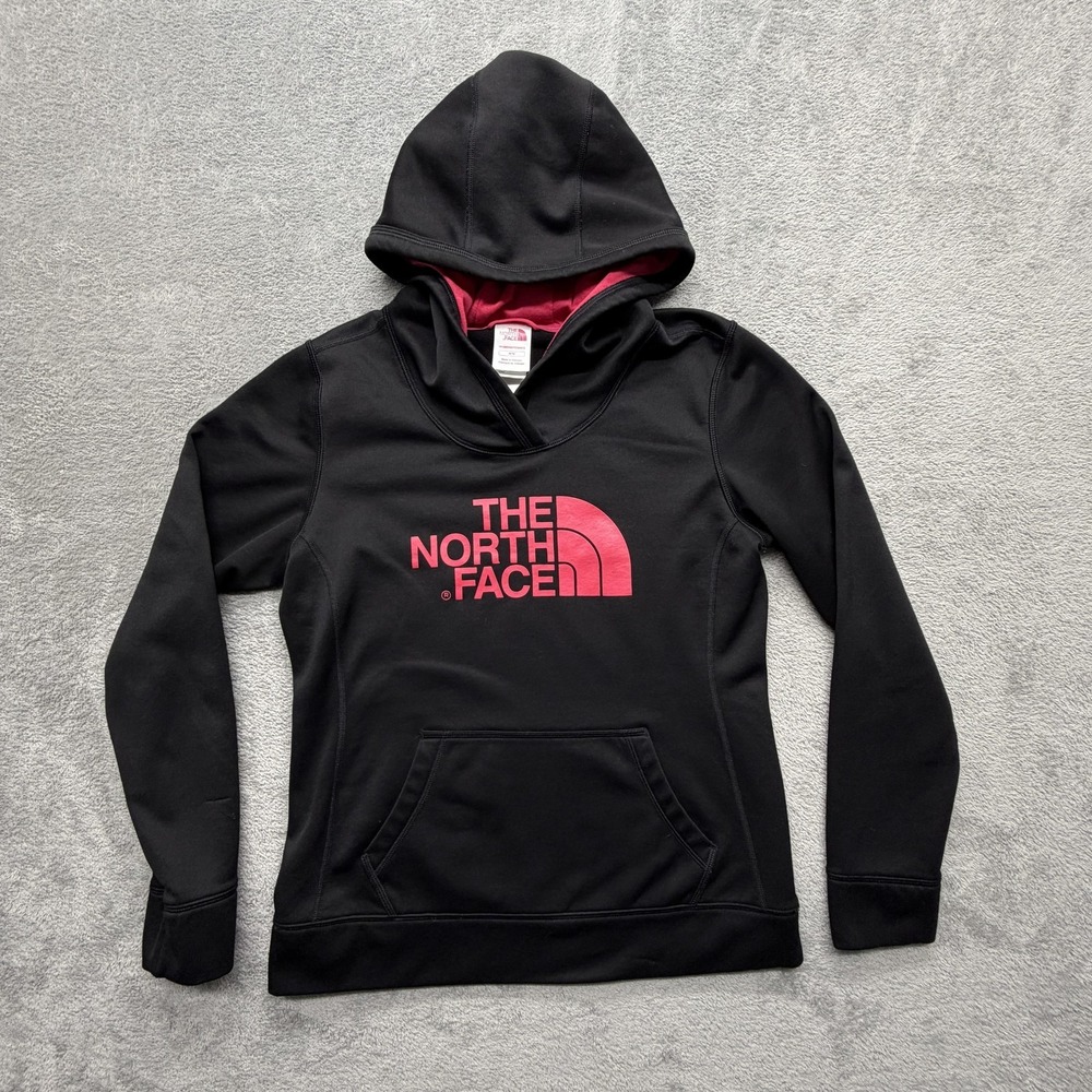 The North Face Hoodie‎ Womens Medium Black Logo Pullover Fleece Sweatshirt